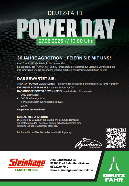 DEUTZ-FAHR PowerDay Freitag 27.06.2025 ab 10 Uhr